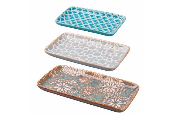 REACTIVE SET 3 RECTANGULAR TRAYS. BEIGE/ GREY/BLUE - 2188626