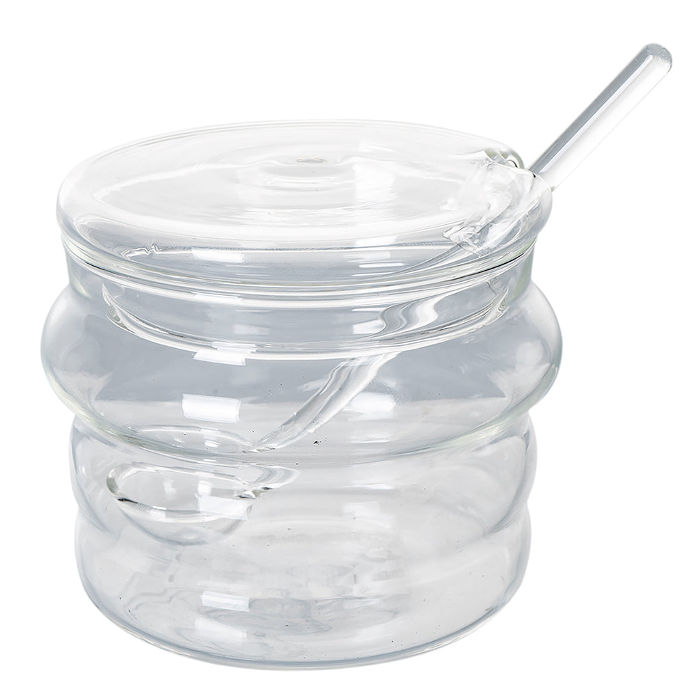 BOROSILICATE GLASS SUGAR BOWL WITH BAMBOO LID - 2195504