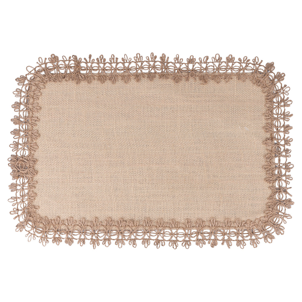 JUTE PLACEMAT RECT. EMBROIDERED BORDER C - 5911184