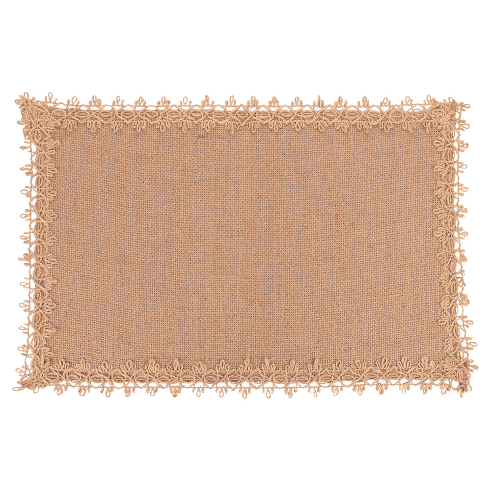 JUTE PLACEMAT RECT. EMBROIDERED BORDER B - 5921029