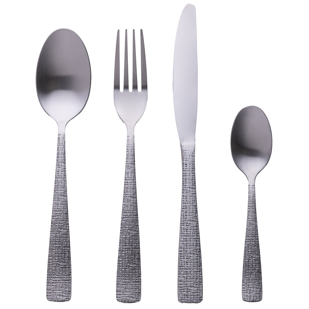 TEXTURE CUTLERY SET 24 PCS MATT SILVER - 5921395