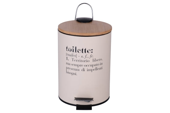 VICTIONARY DUSTBIN W/BAMBOO TOILETTE 3L BEIGE - 5922960