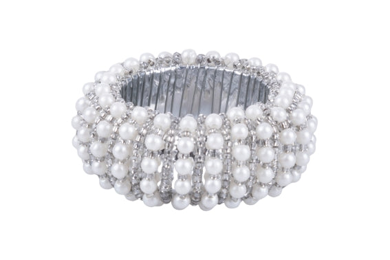 SILVER/PEARL ROUND NAPKIN RING - 5923223