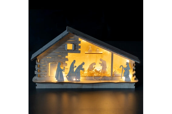 NATURAL LED WOOD NATIVITY 35.7X8.5X19.5CM - 5924579