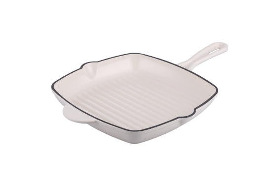 WHITE CAST IRON GRILL PAN 27CM - 5925013