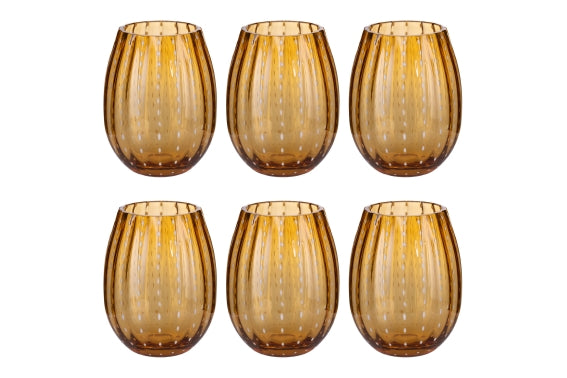 SHIRAZ SET OF 6 WATER GLASSES 525ML AMBER - 5925119