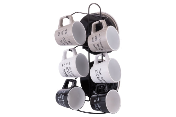SPQERE SET OF 6 CUPS W/ SAUCER W/STAND - 5925699
