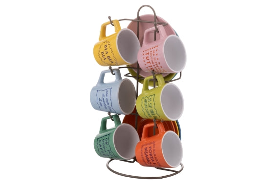MORE AMOR SET 6 CUPS W/ SAUCER W/STAND - 5925701
