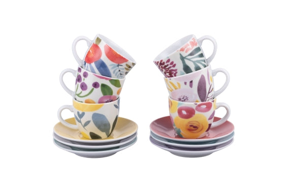 NEW ACQUERELLO SET 6PCS CUPS 90ML W/ SAUCER - 5926551