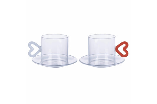 CUORICINI SET 2 CUPS 120ML W/PLATE. WHITE/RED - 2188296