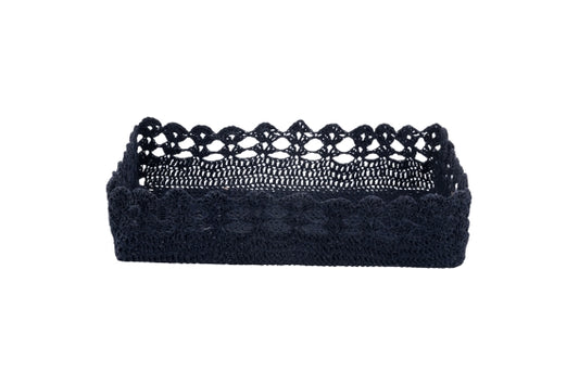 CROCHET BASKET 34x23x8 CM OCEAN DARK BLUE - 2188357