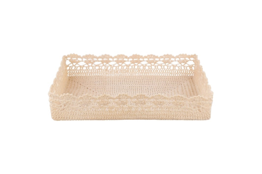 CROCHET BASKET 42x32x8 CM CHOCOLATE CREAM - 2188361