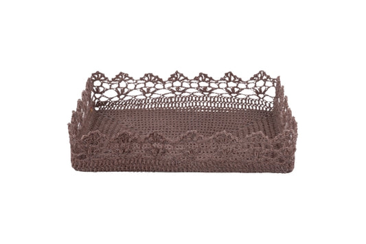 CROCHET BASKET 37x28x8 CM CHOCOLATE BEIGE - 2188362