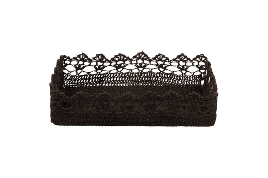 CROCHET BASKET 34x23x8 CM CHOCOLATE BROWN - 2188363