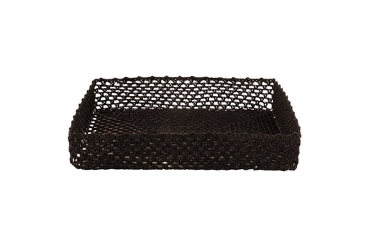 CROCHET BASKET 43x34x8 CM CHOCOLATE DARK BROWN - 2188365