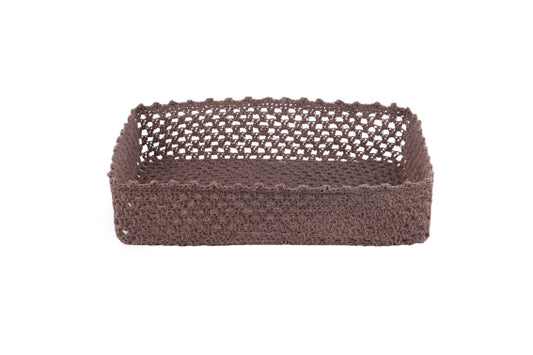 CROCHET BASKET 36x25x8 CM CHOCOLATE BEIGE - 2188367