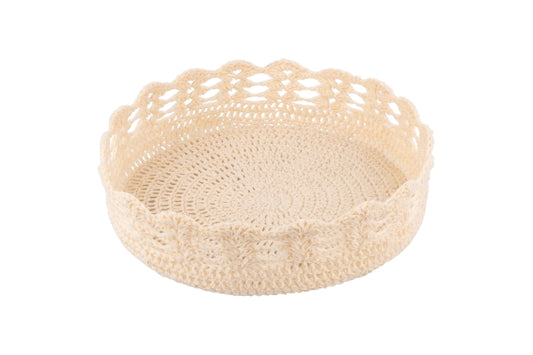 CROCHET BASKET D27x8CM CHOCOLATE CREAM - 2188370