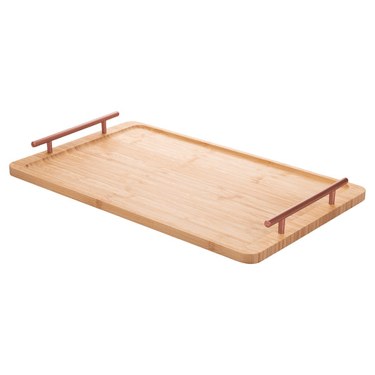 BAMBOO TRAY WITH ROSE GOLD HANDLES 50X30X5CM - 2188499
