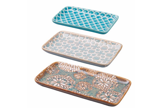 REACTIVE SET 3 RECTANGULAR TRAYS. BEIGE/ GREY/BLUE - 2188626