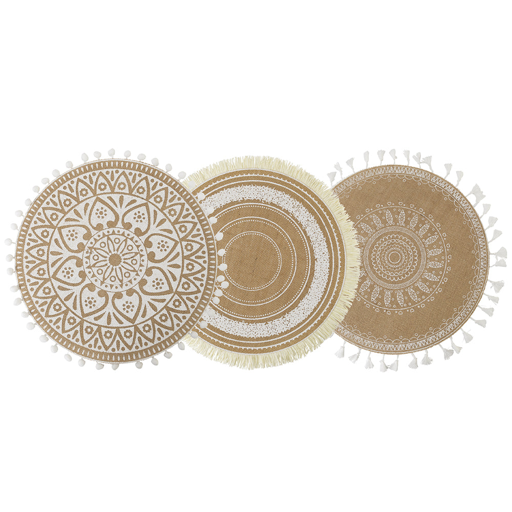 WHITE JUTE PLACEMAT 3 ASS - 5908803