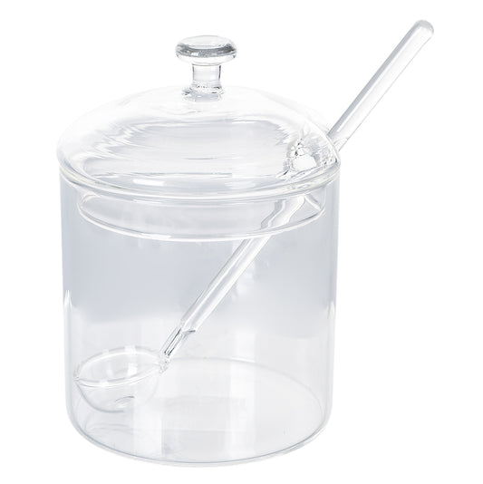 BOROSILICATE SUGAR BOWL WITH GLASS LID AND SPOON - 5912233