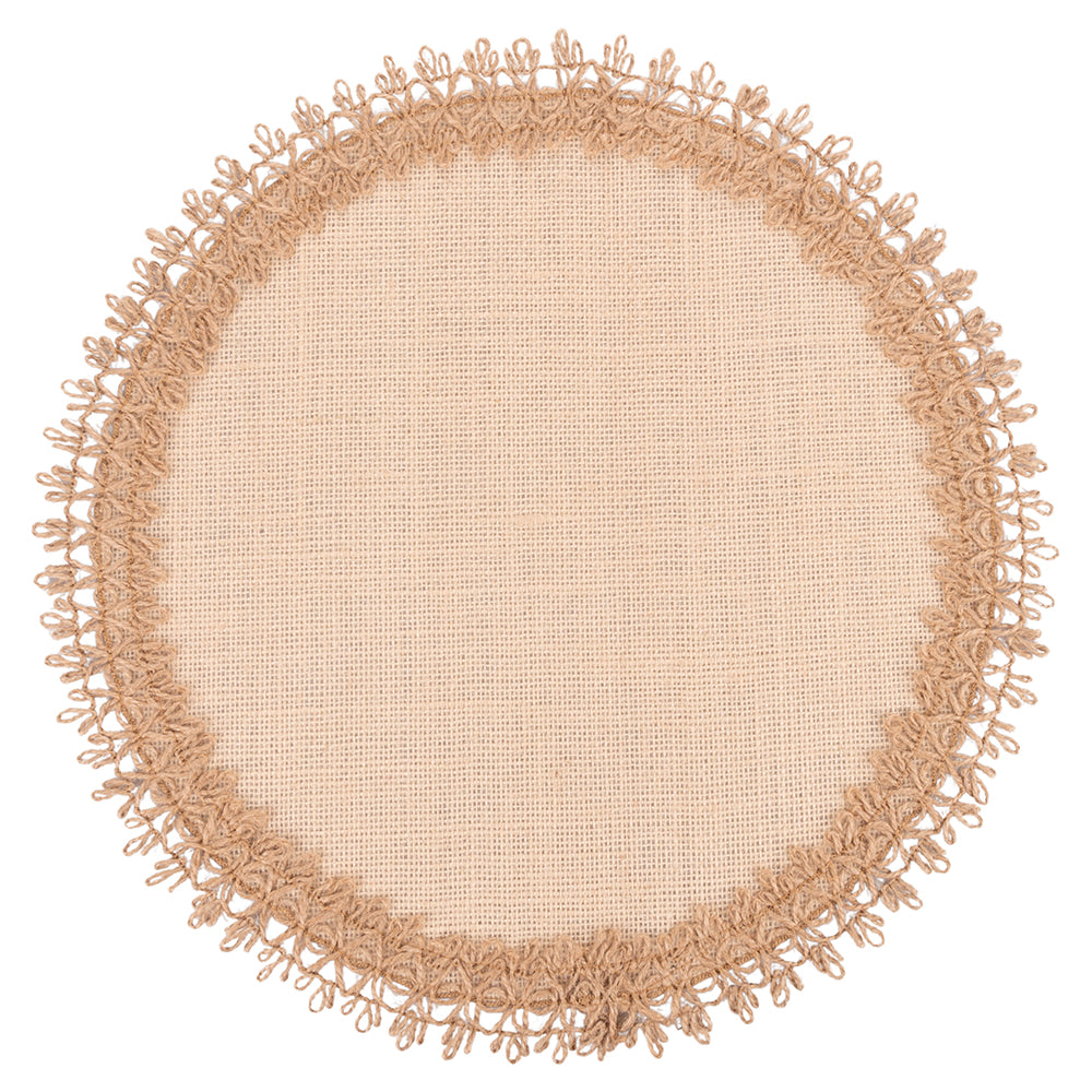 ROUND JUTE PLACEMAT EMBROIDERED BORDER A - 5918040