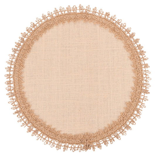 ROUND JUTE PLACEMAT EMBROIDERED BORDER A - 5918040