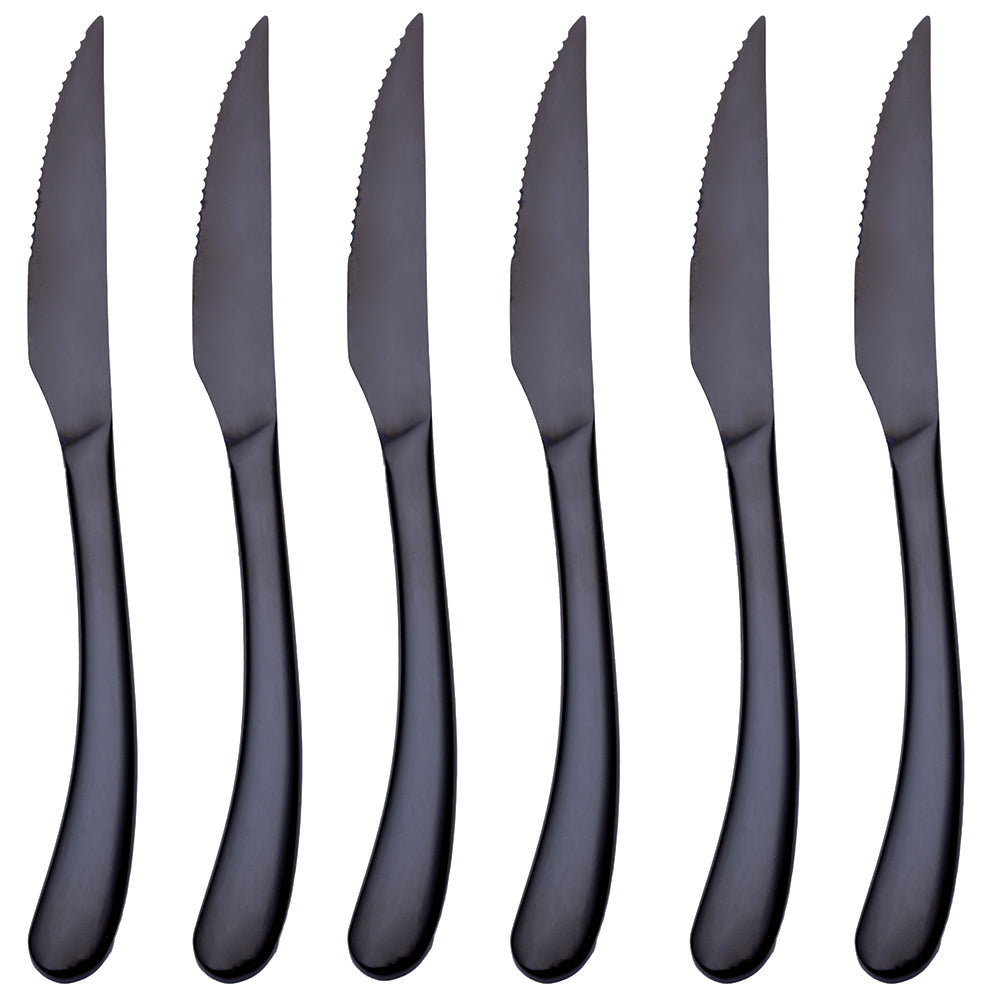 MONTECARLO SET 6 STEAK KNIVES BLACK SHINY - 5918608