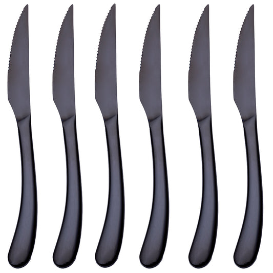 MONTECARLO SET 6 STEAK KNIVES BLACK SHINY - 5918608