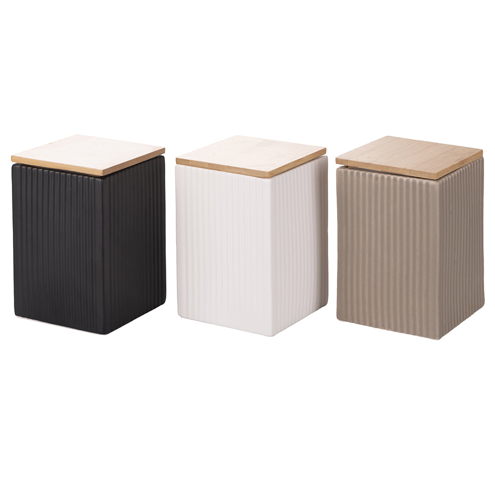 MODERN SET OF 3 JARS 10X15 CM GREY BLACK WHITE - 5920778