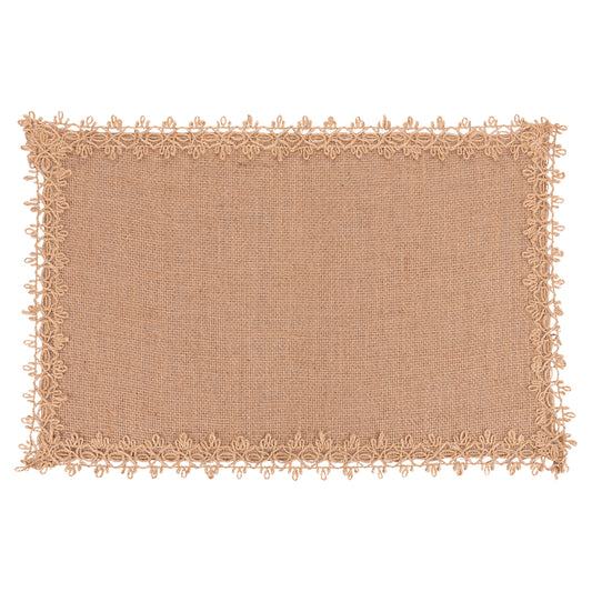 JUTE PLACEMAT RECT.   EMBROIDERED BORDER B - 5921029