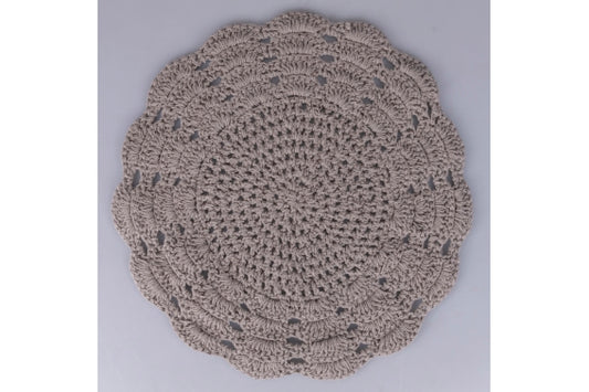CROCHET PLACEMAT D 38CM LIGHT GREY - 5921182