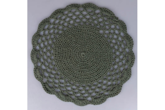 CROCHET PLACEMAT D 38CM MILITARY GREEN - 5921183