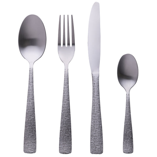 TEXTURE CUTLERY SET 24 PCS MATT SILVER - 5921395