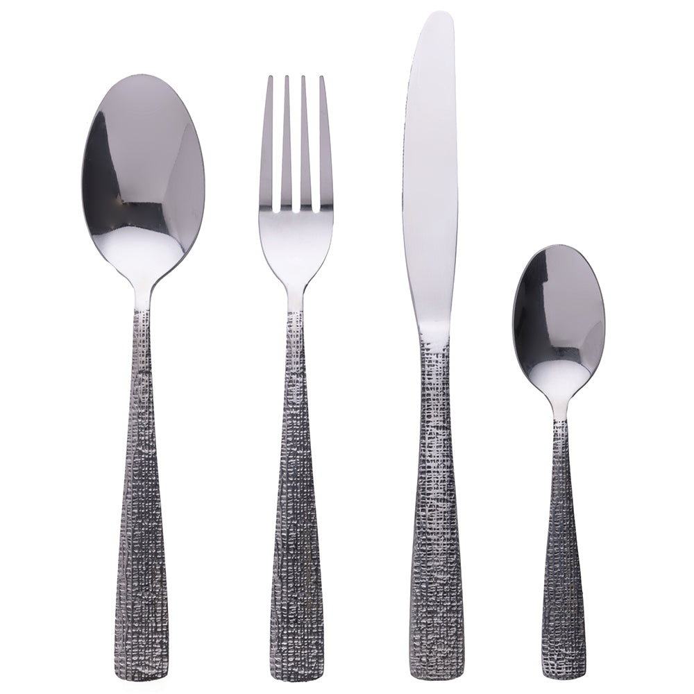 TEXTURE SET 24PCS SILVER CUTLERY SHINY - 5921396