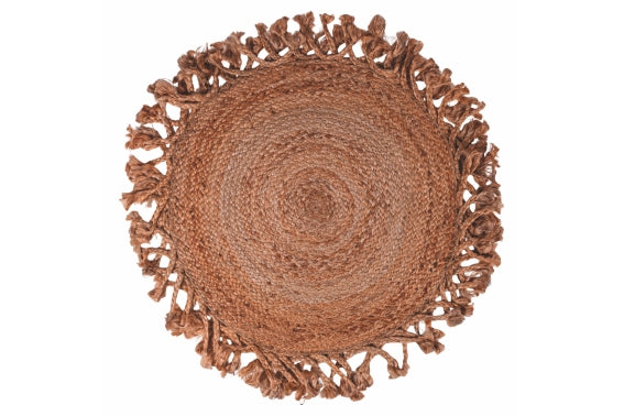 SIMPLE JUTE ROUND RUG 90 CM WITH FRINGES - 5922636