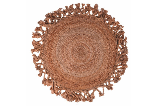 SIMPLE JUTE ROUND RUG 90 CM WITH FRINGES - 5922636