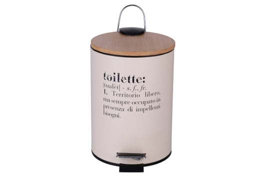 VICTIONARY DUSTBIN W/BAMBOO TOILETTE 3L BEIGE - 5922960