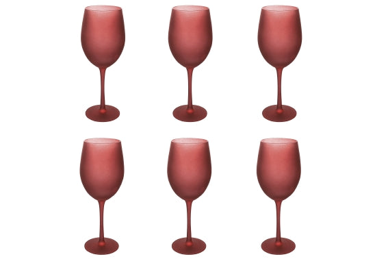 HAPPY HOUR SET6 GOBLETS 650ML FROSTED BURGUNDY - 5923513