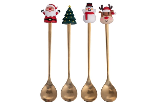 XMAS SET 4 TEASPOONS WITH SILICONE DECORATION - 5924125