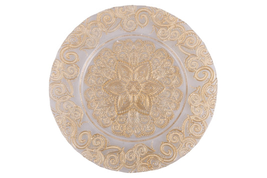GOLD BAROQUE GLASS UNDERPLATE 33CM - 5924949