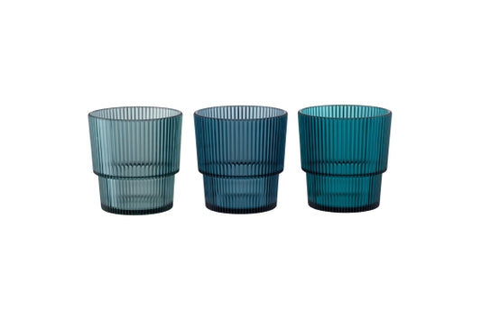 UNICO GLASS PS 300ML SH BLUE 3ASS - 5924999