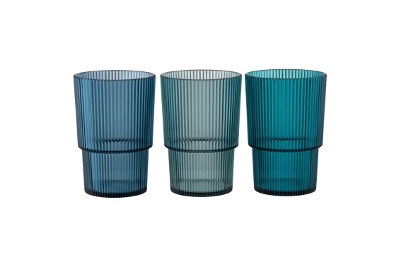 UNIQUE GLASS PS 420ML SH BLUE 3ASS - 5925003