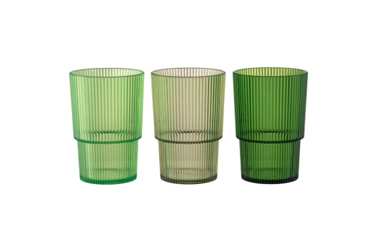 UNICO GLASS PS 420ML SH GREEN 3ASS - 5925004