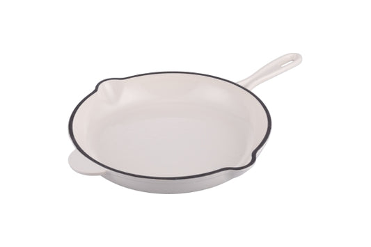 26.5 CM WHITE CAST IRON FRYING PAN - 5925014