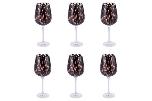 JAMILA SET OF 6 GOBLETS 510ML TRANSPAR.W/BLACK BAL - 5925101