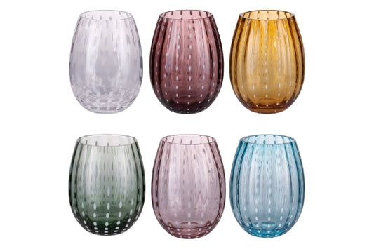 SHIRAZ SET 6 WATER GLASSES 525ML ASSORTED - 5925115