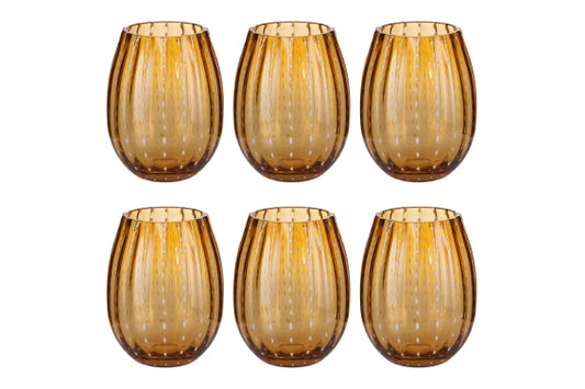 SHIRAZ SET OF 6 WATER GLASSES 525ML AMBER - 5925119