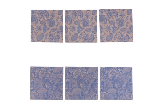 NAUTICAL CHIC SET 6 WOODEN COASTERS 9x9CM - 5926279