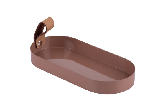 MOCHA MOUSSE METAL TRAY/LEATHER HANDLE 21.5 - 5926324